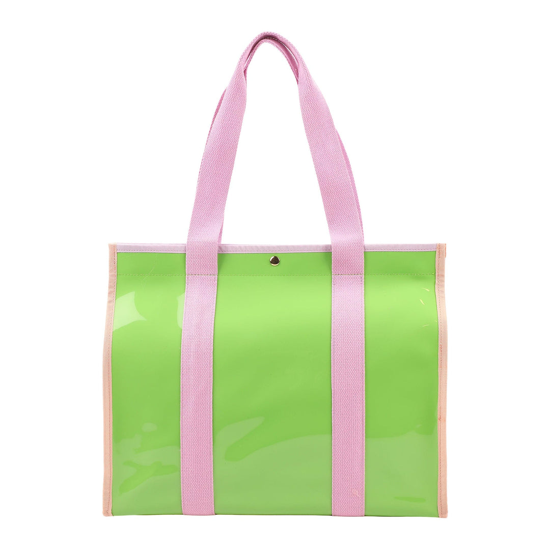 COLOR BLOCK VINYL TOTE BAG