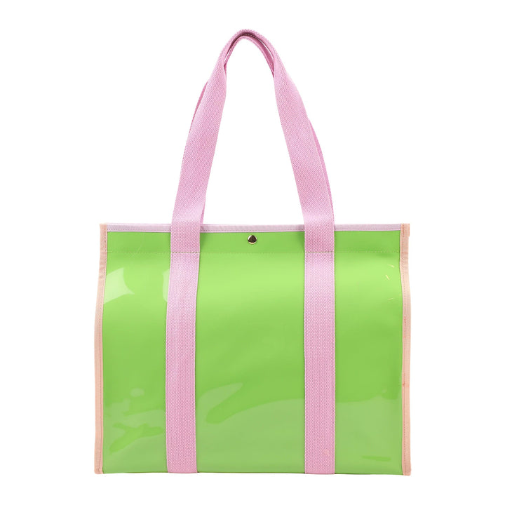 COLOR BLOCK VINYL TOTE BAG