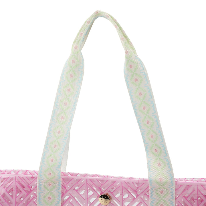 PINK GEO TILE CLEAR VINYL TOTE BAG