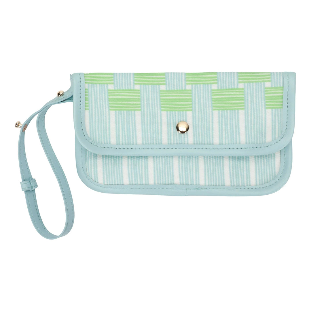 BLUE LATTICE OVERSIZED TOTE BAG WITH WALLET