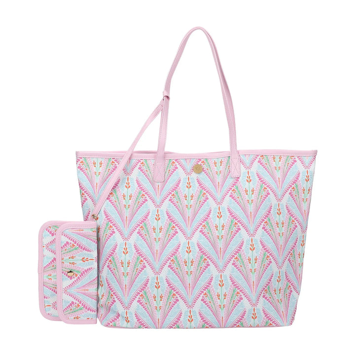 PETALS & PLUMES OVERSIZED TOTE BAG WITH WALLET