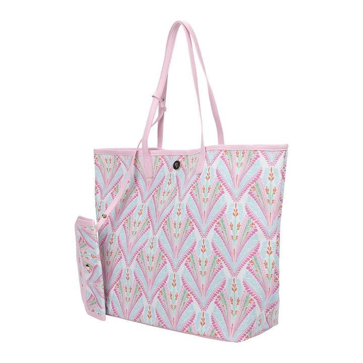 PETALS & PLUMES OVERSIZED TOTE BAG WITH WALLET