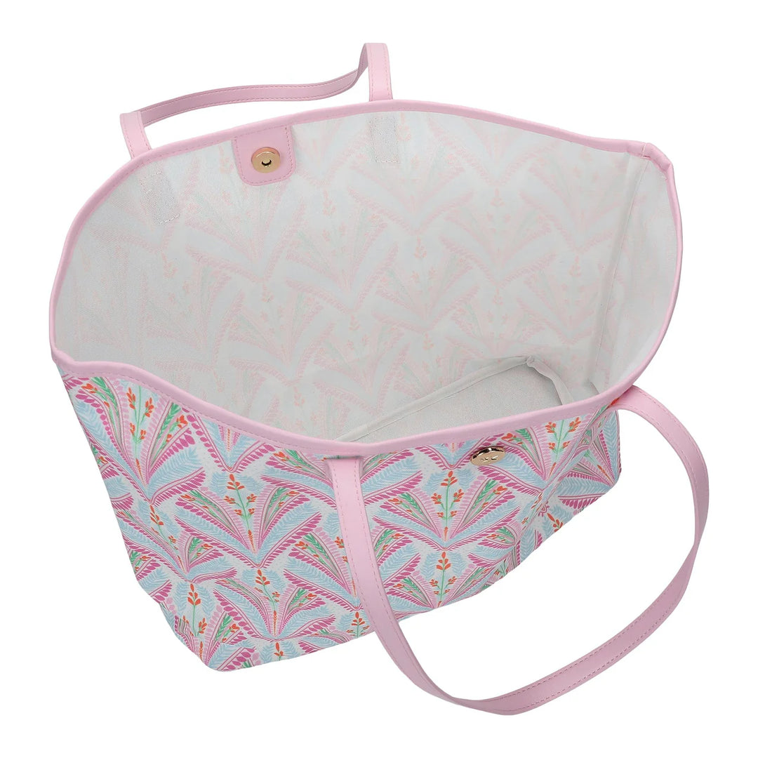 PETALS & PLUMES OVERSIZED TOTE BAG WITH WALLET