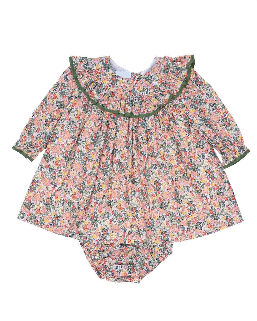 Floral baby romper with long sleeves on a white background