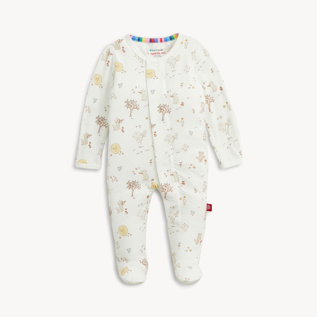 Baby onesie with a floral pattern on a white background