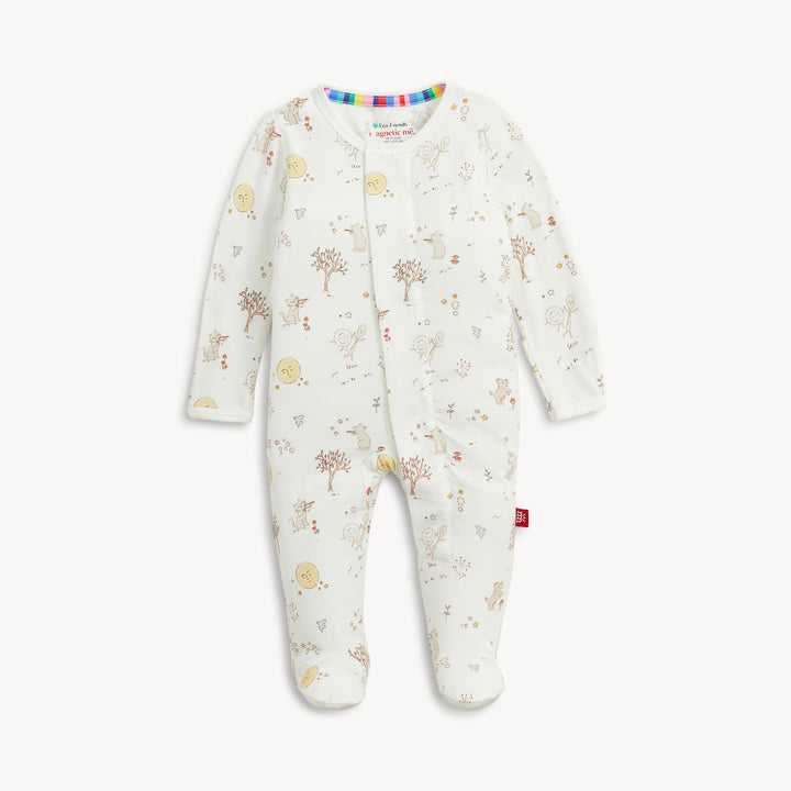 Baby onesie with a floral pattern on a white background