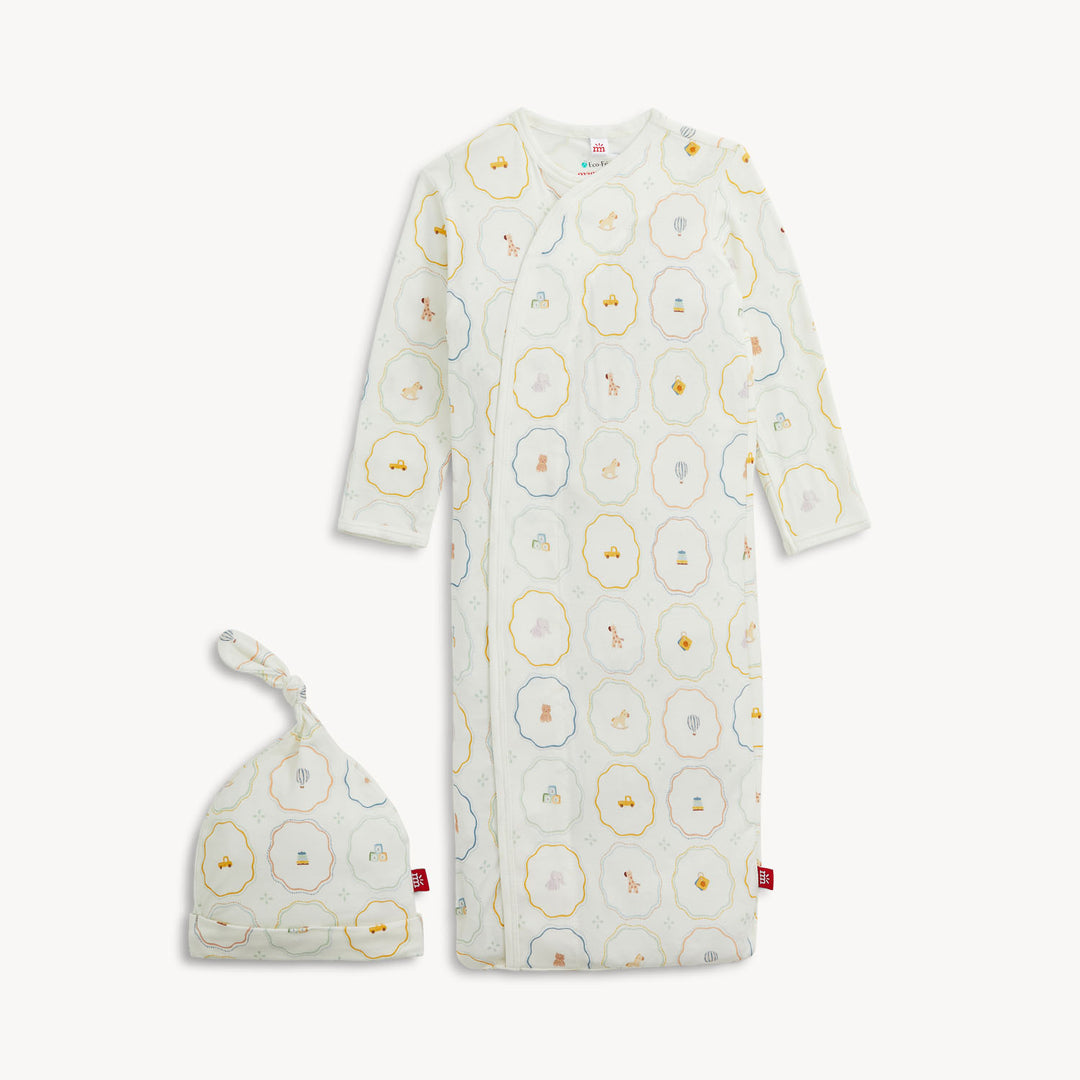 NURSERY MAGIC CREAM MODAL GOWN & HAT SET