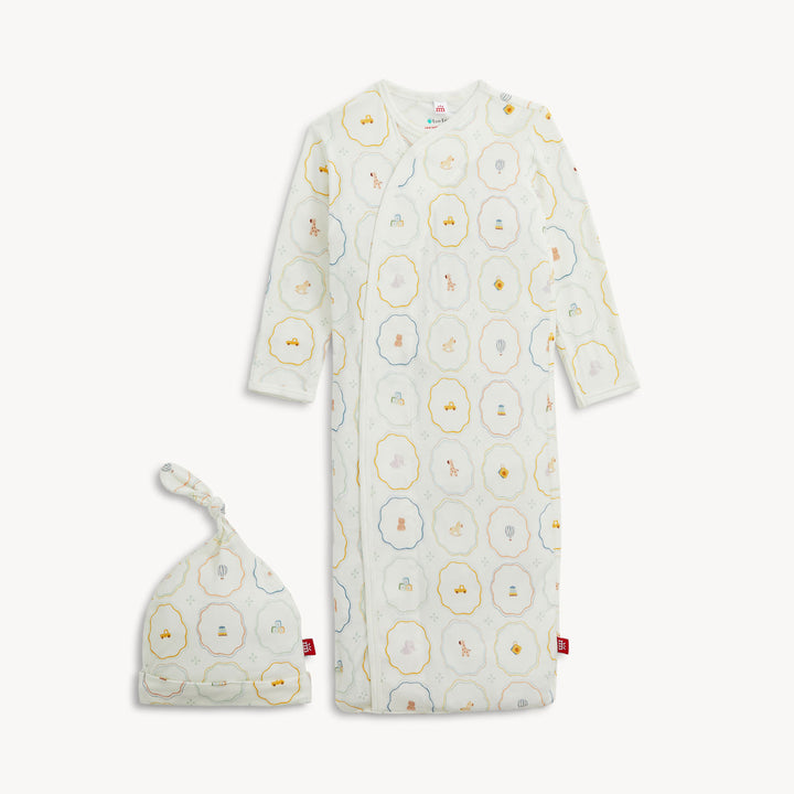 NURSERY MAGIC CREAM MODAL GOWN & HAT SET