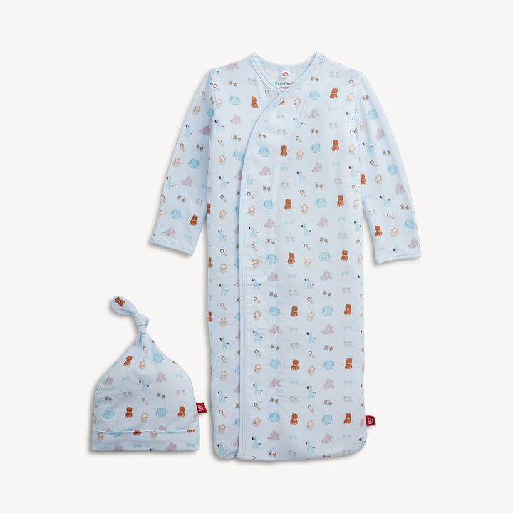 NURSERY NOSTALGIA BLUE MODAL GOWN & HAT SET