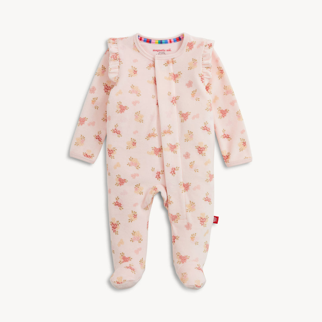 FLORAL GIRLS VELOUR FOOTIE