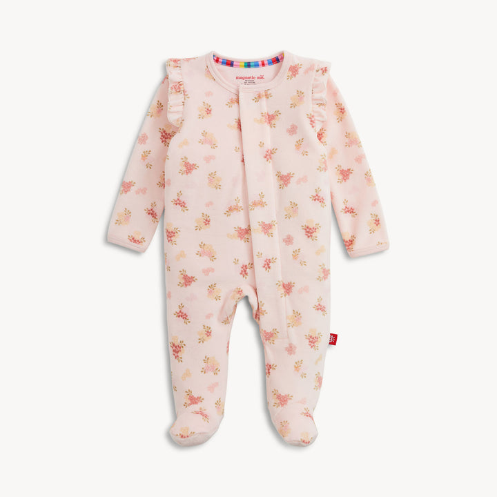FLORAL GIRLS VELOUR FOOTIE