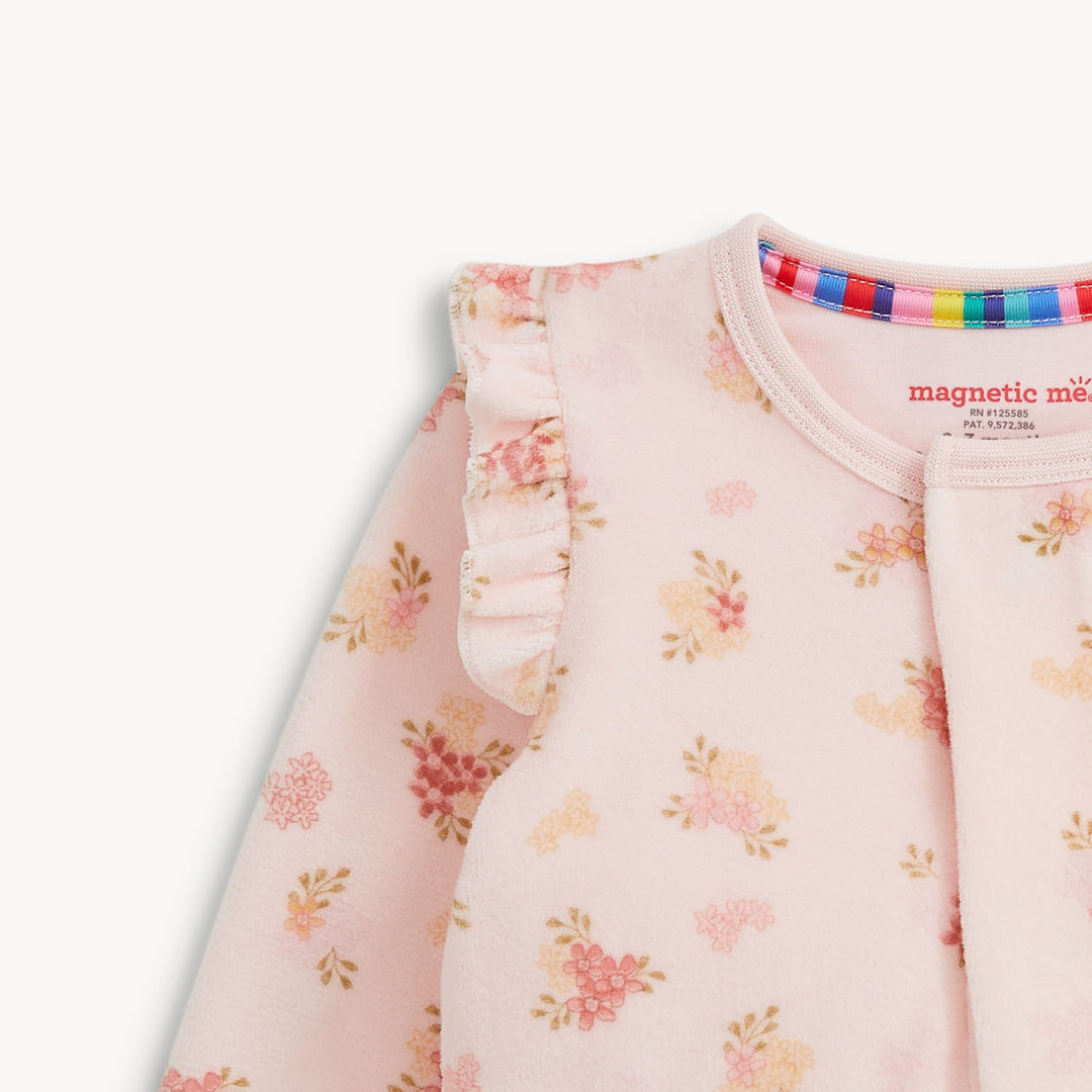 FLORAL GIRLS VELOUR FOOTIE