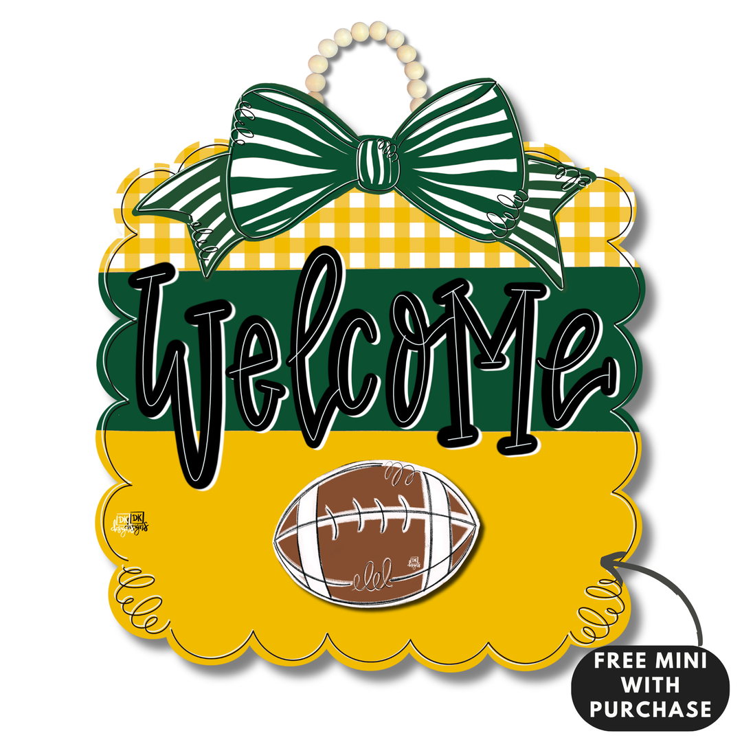GREEN & YELLOW GOLD FOOTBALL SCALLOP + MINI