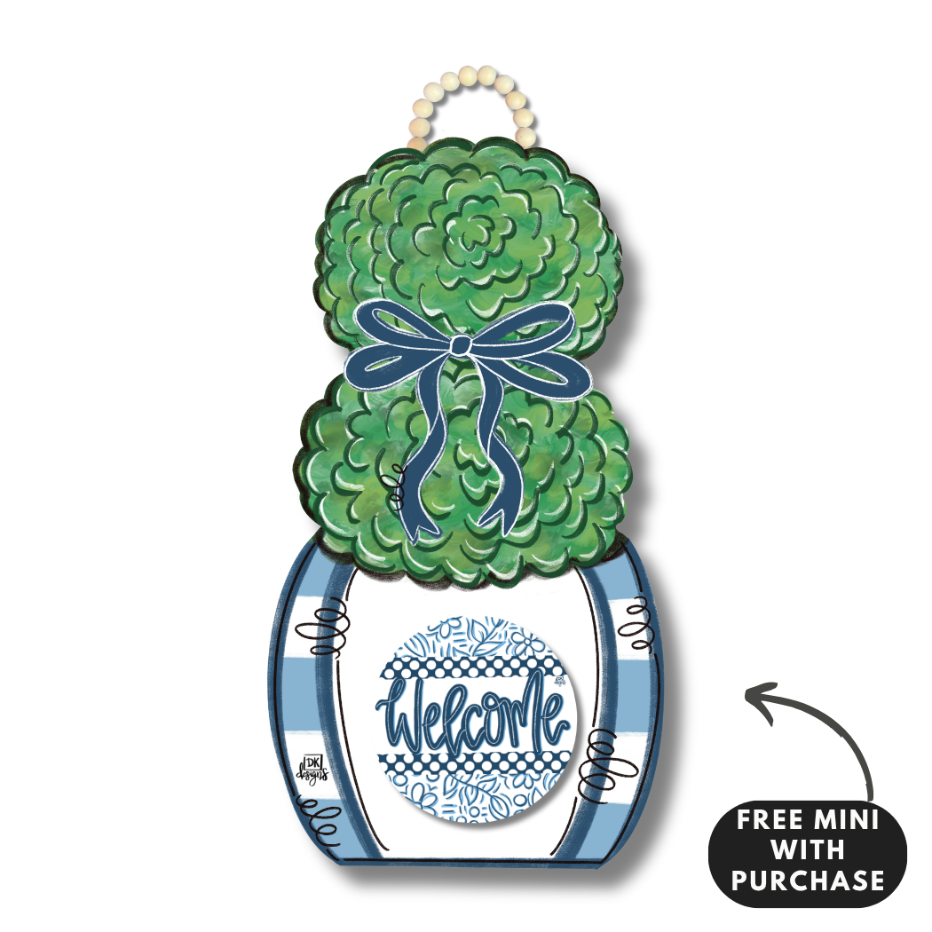 BLUE & WHITE TOPIARY HANGER + MINI