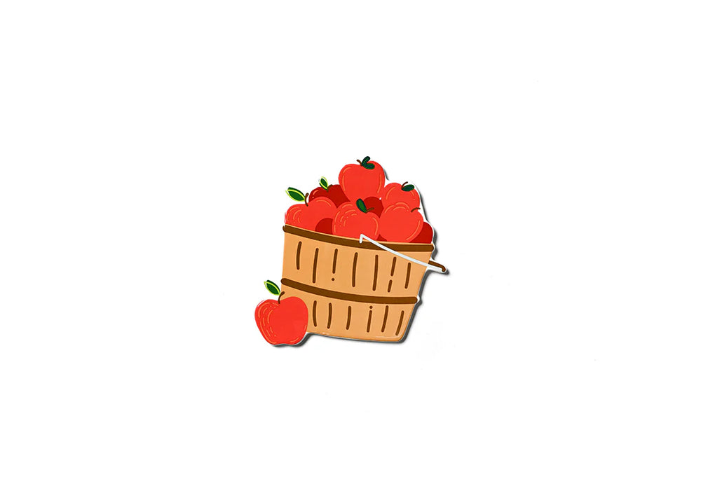 Illustration of a basket with red apples on a white background
