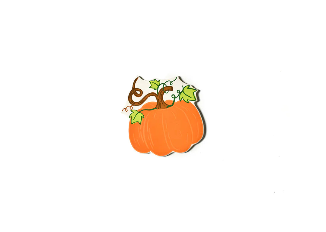 Two cartoon pumpkins with green leaves on a white background