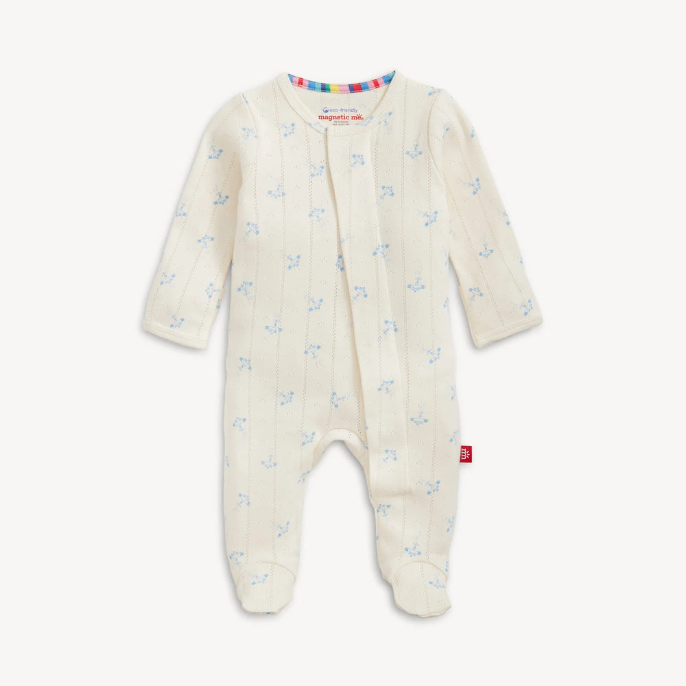 Airplanes Pointelle Magnetic Footie by Magnetic Me - Organic Cotton Baby Boy Sleeper - Walker Boutique