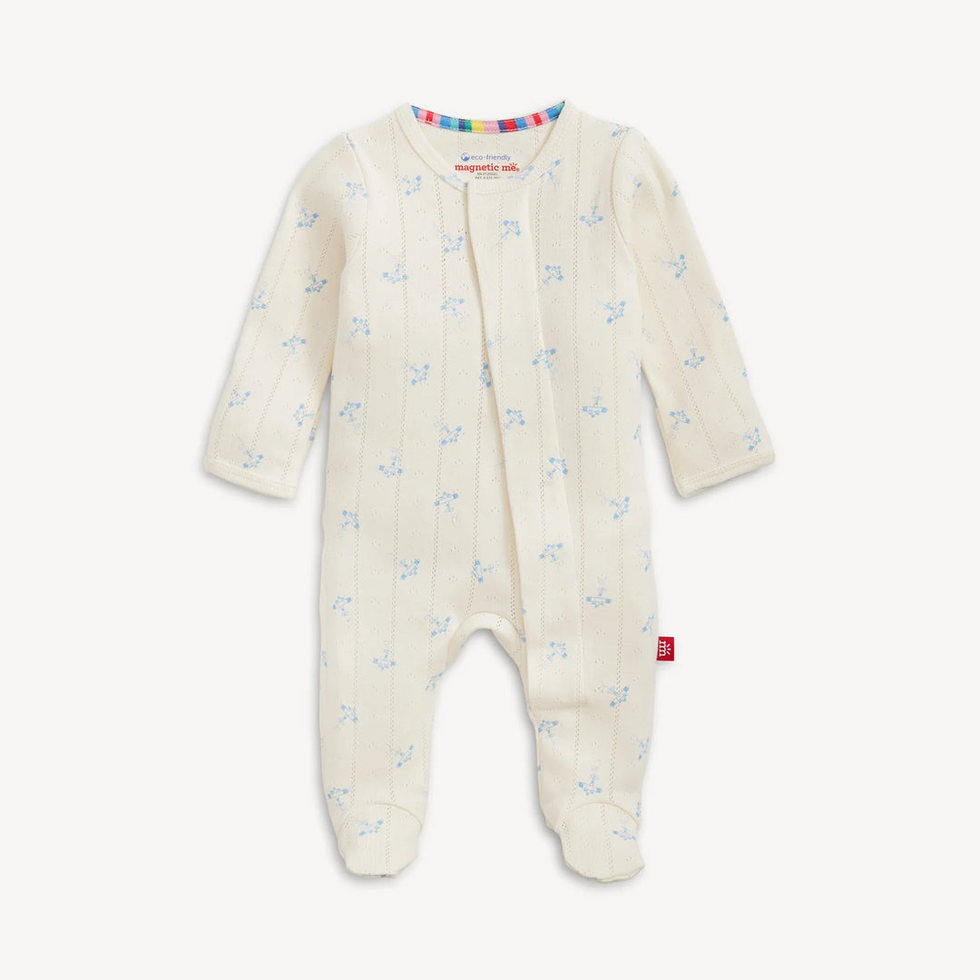Airplanes Pointelle Magnetic Footie by Magnetic Me - Organic Cotton Baby Boy Sleeper - Walker Boutique
