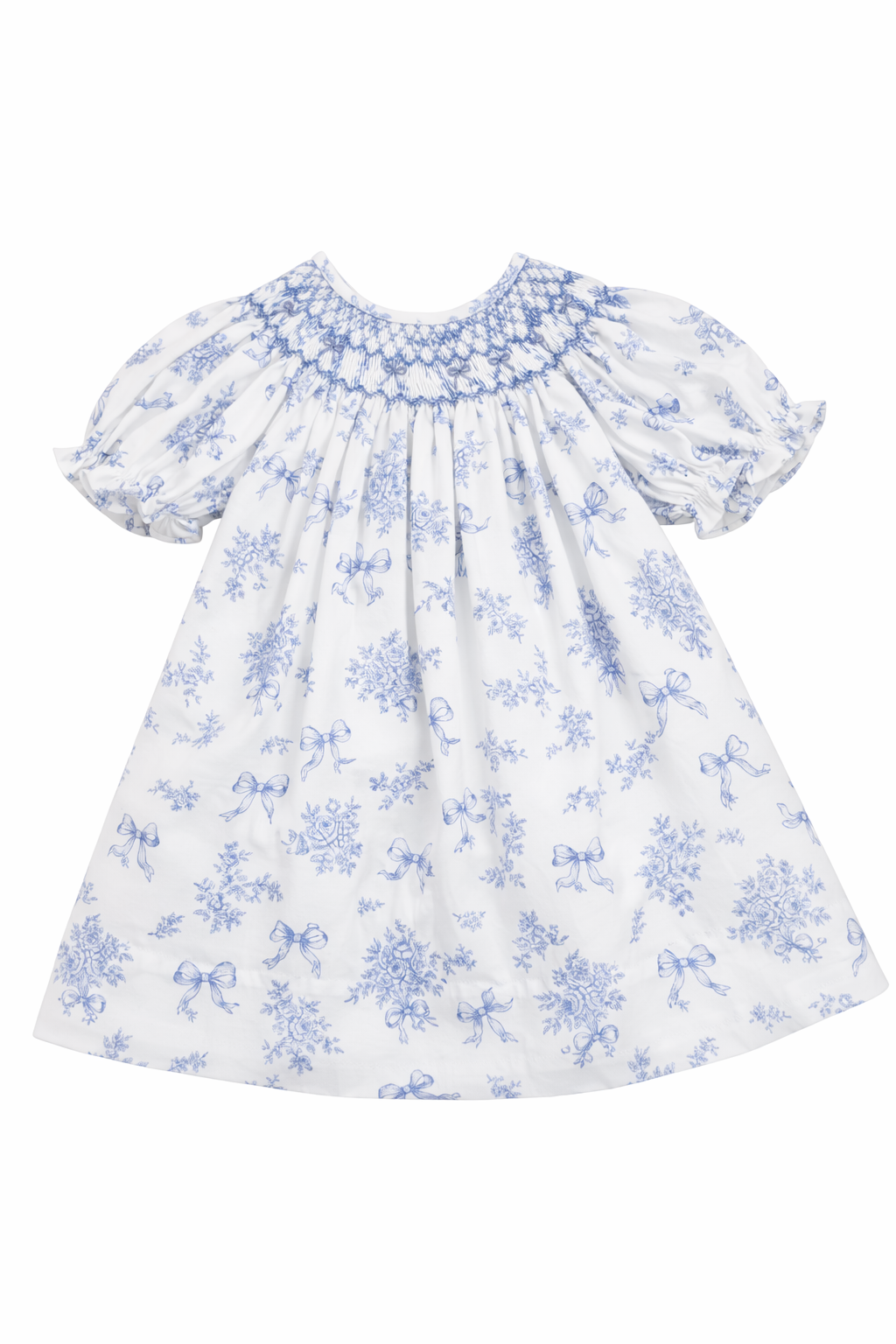 EVELYN BLUE FLORAL SMOCKED DRESS