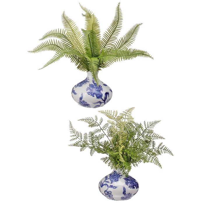 FAUX FERNS IN CHINORISERE JARS