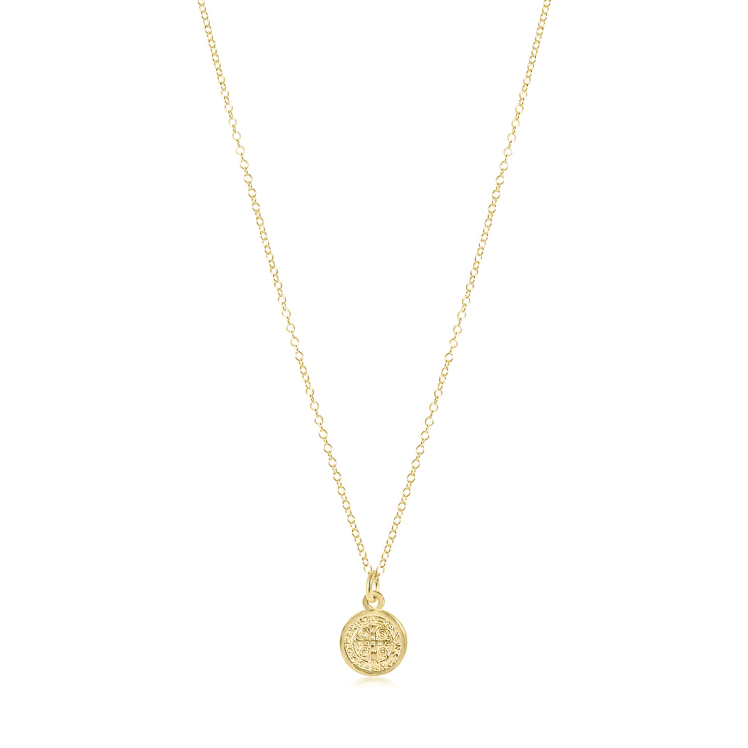 blessing disc charm on pendant necklace in gold