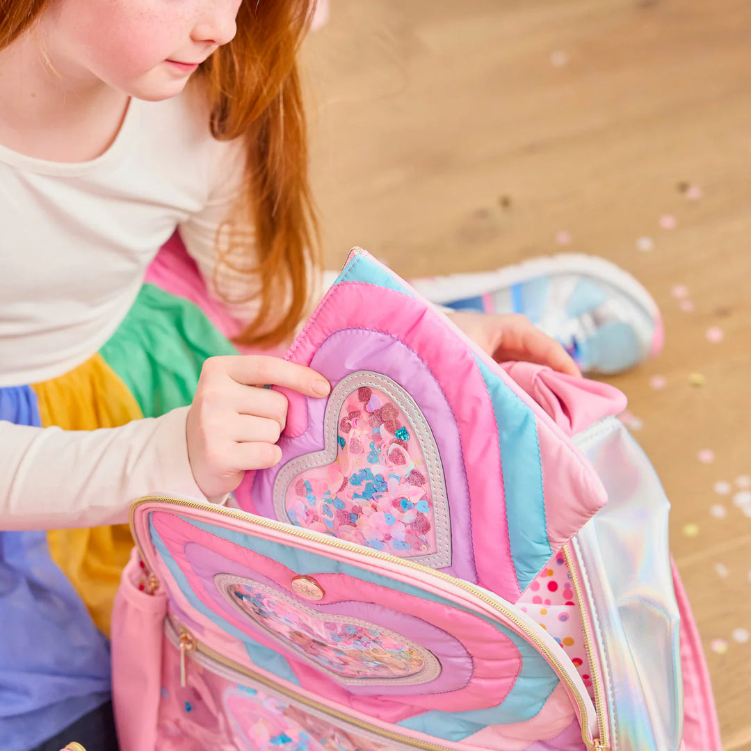 TAYLOR QUILTED CONFETTI HEARTS BACKPACK