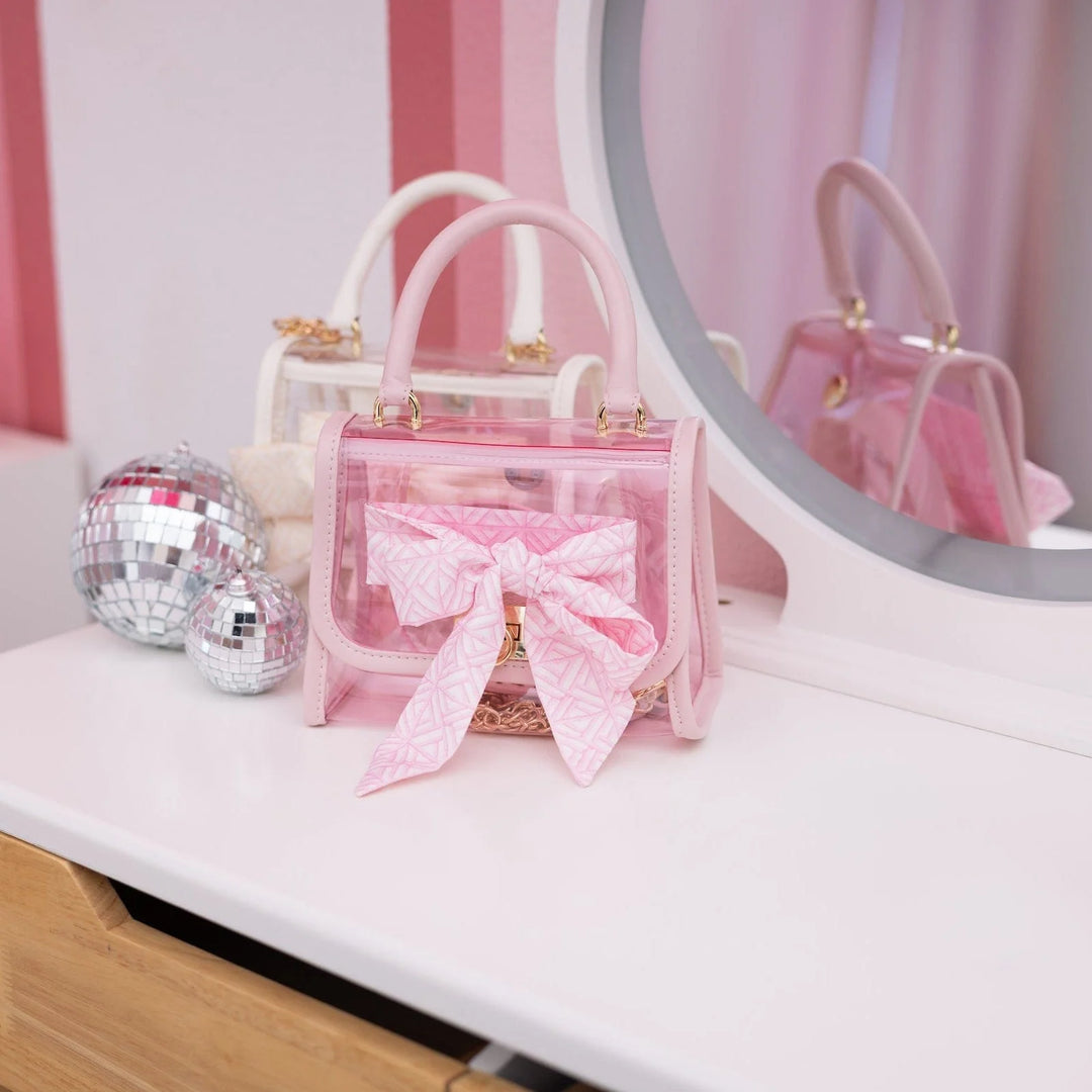 PINK PERFECT BOW CLEAR VINYL BAG
