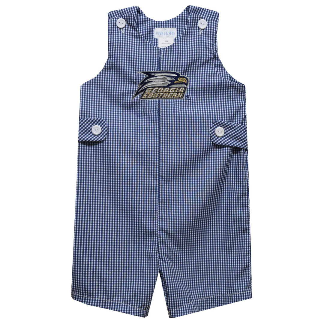 GSU EAGLES EMBROIDERED NAVY GINGHAM BOYS JON JON
