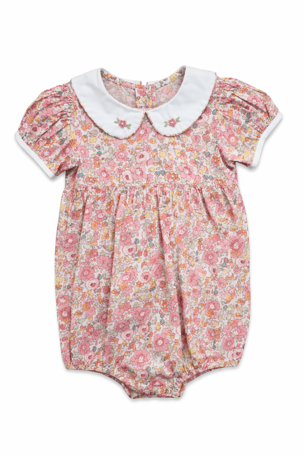 fall floral bubble with embroidery on collar on white background