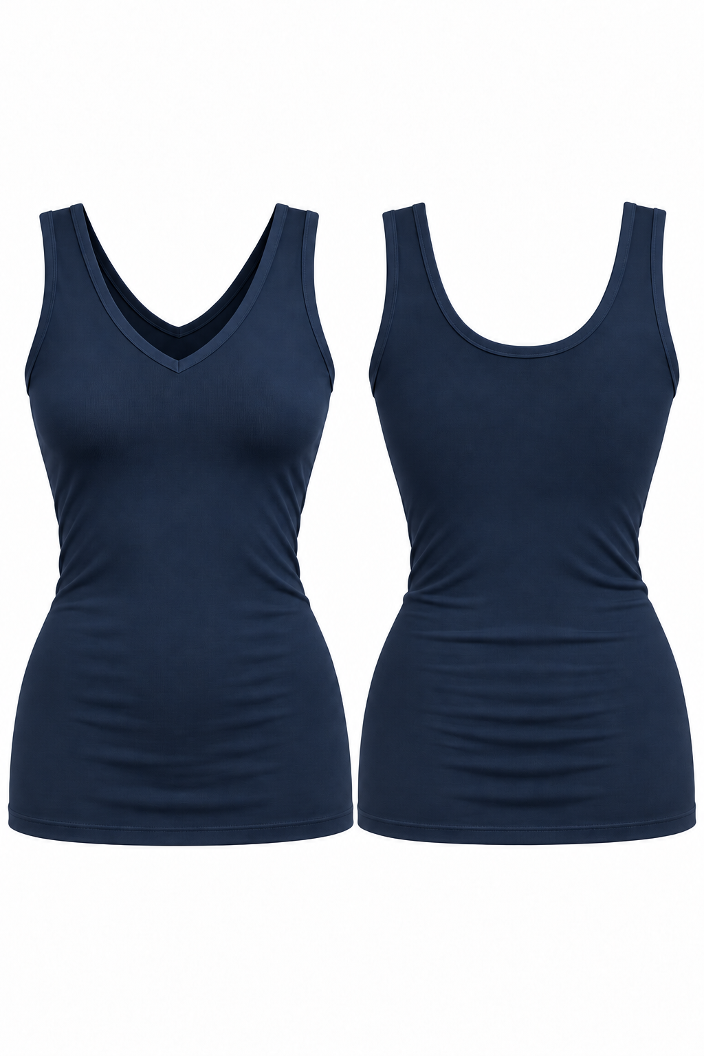 NAVY REVERSIBLE VNECK &amp; SCOOP NECK SEAMLESS TANK