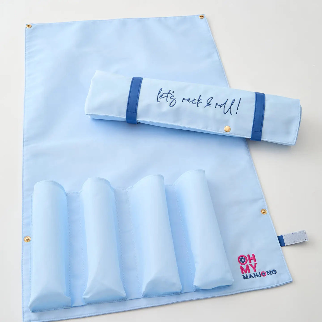 Oh My Mahjong Light Blue Let's Rack & Roll Bag rack and pusher storage bag for mahjong travel and organization | Walker Boutique