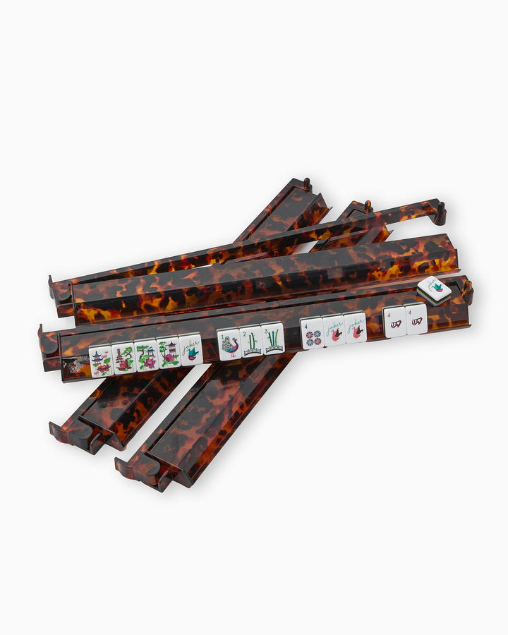 Oh My Mahjong Tortoise Shell Rack & Pusher Set acrylic rack and pusher set for elevated mahjong table styling | Walker Boutique
