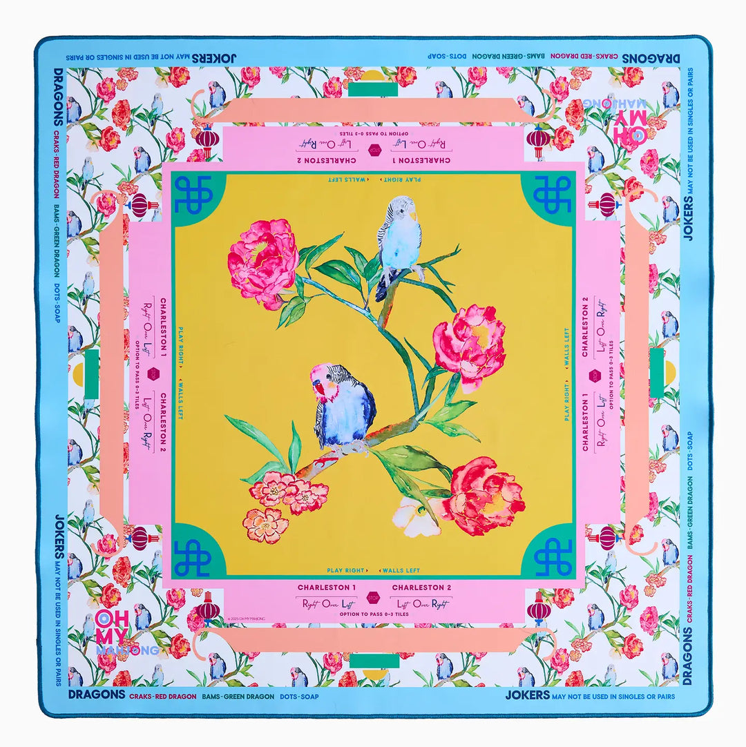 Oh My Mahjong Spring Fling Mat in Tube mahjong mat in tube for stylish game night table setup | Walker Boutique