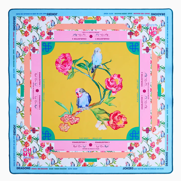 Oh My Mahjong Spring Fling Mat in Tube mahjong mat in tube for stylish game night table setup | Walker Boutique
