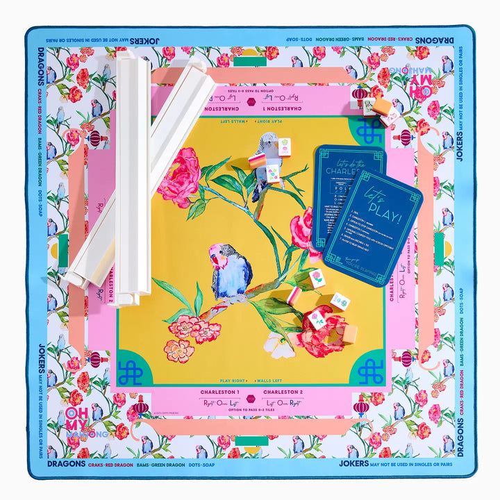 Oh My Mahjong Spring Fling Mat in Tube mahjong mat in tube for stylish game night table setup | Walker Boutique