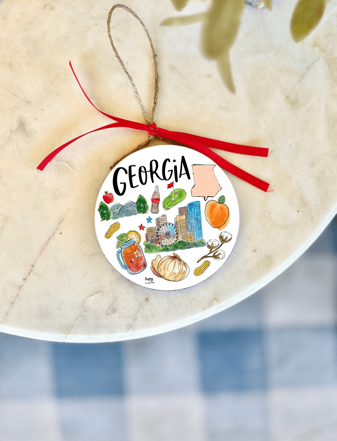 state of Georgia round ornament on table