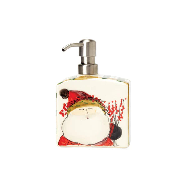 Hand painted santa on soap dispenser