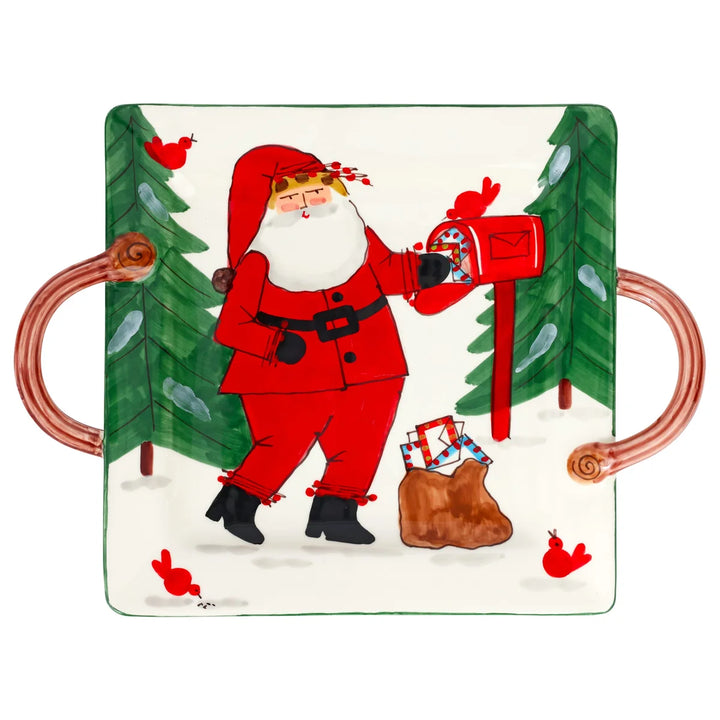 OLD ST. NICK HANDLED SQUARE PLATTER MAIL