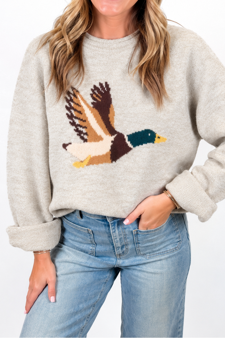 OATMEAL MALLARD DUCK SWEATER