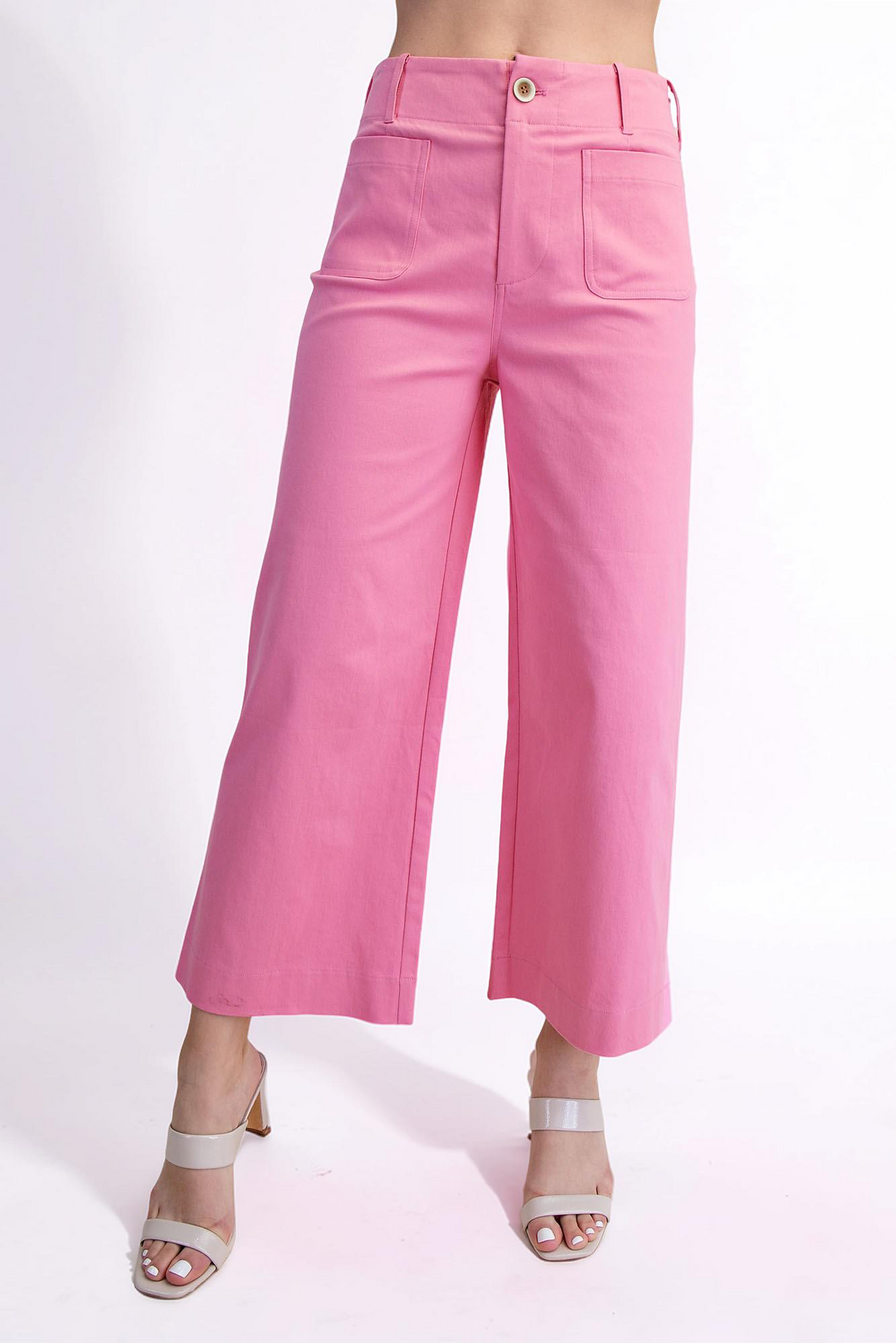 PINK COLETTE CROPPED WIDE LEG PANTS
