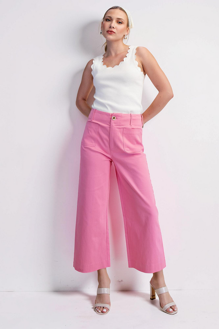 PINK COLETTE CROPPED WIDE LEG PANTS