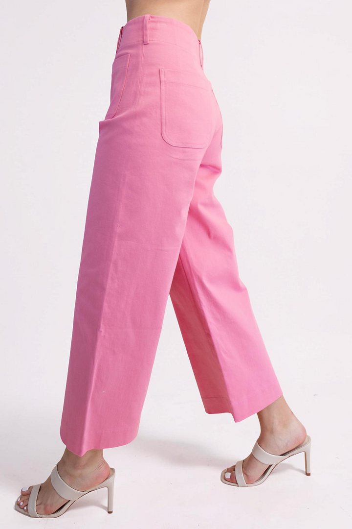 PINK COLETTE CROPPED WIDE LEG PANTS