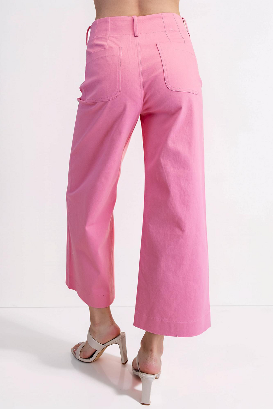 PINK COLETTE CROPPED WIDE LEG PANTS