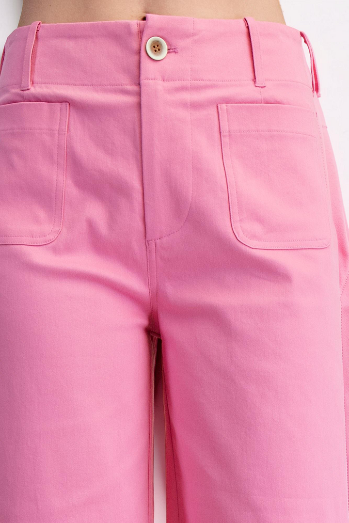 PINK COLETTE CROPPED WIDE LEG PANTS