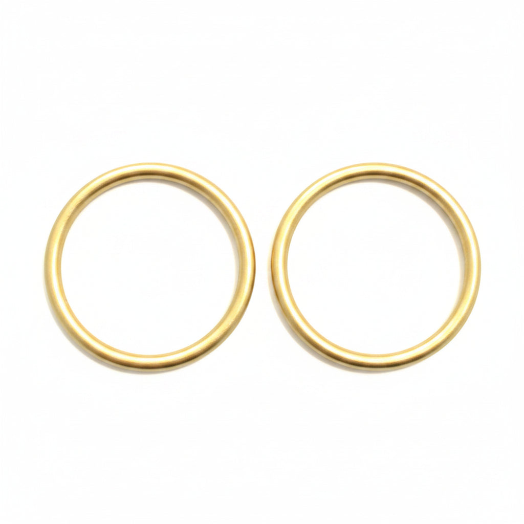 A simple gold metal ring band shown on a plain white background.