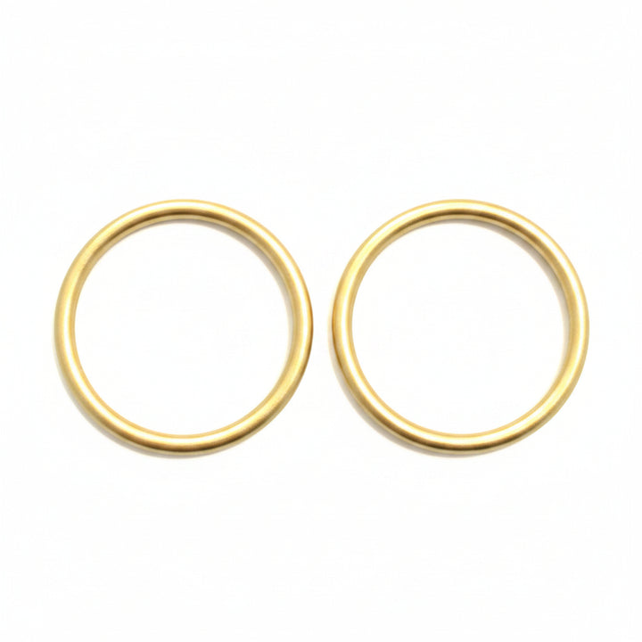 A simple gold metal ring band shown on a plain white background.