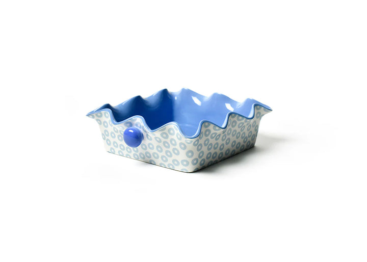BLUE POLKA DOT SQUARE CASSEROLE DISH