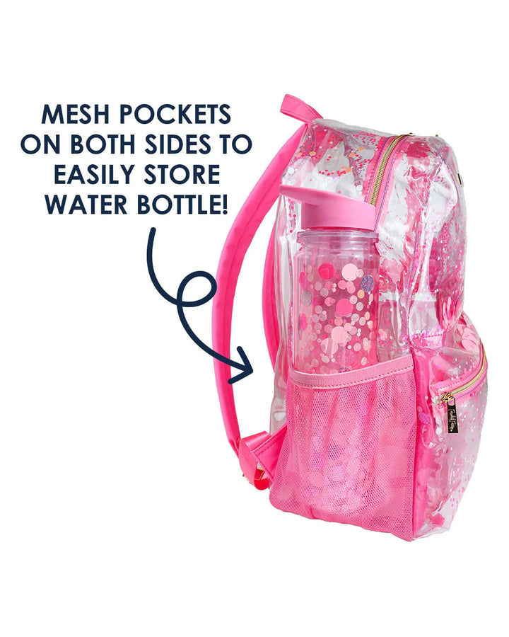 PINK PARTY CONFETTI PINK CLEAR BACKPACK