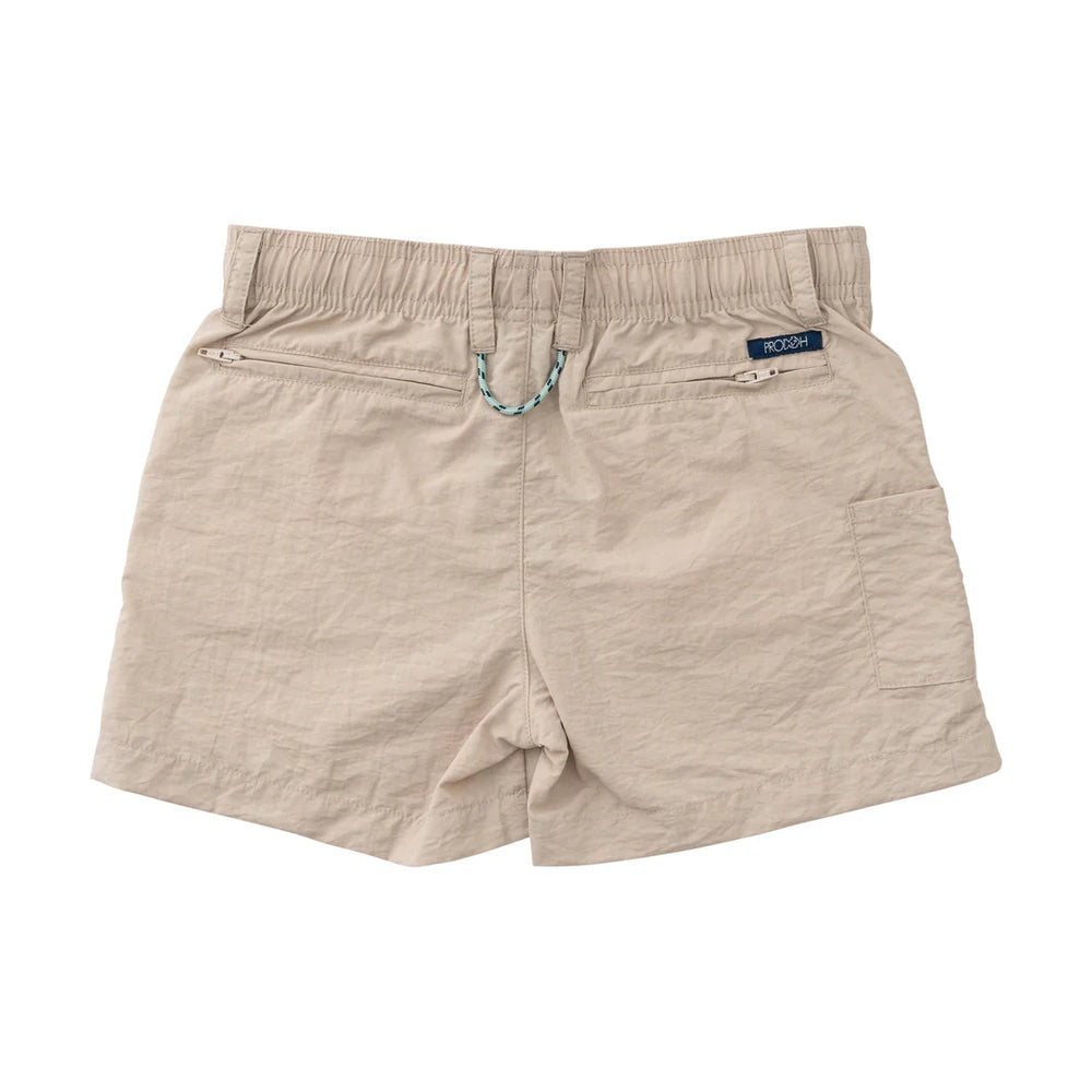 back of ancient scroll khaki shorts