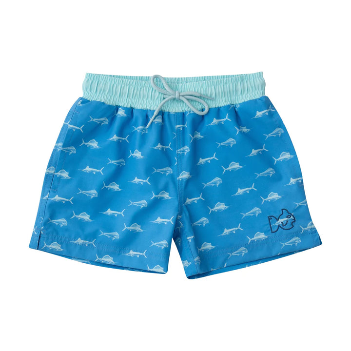 FISH PRINT MARINA BLUE BOOGIE BOARD SWIM TRUNK